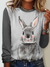 Easter Crew Neck Casual Long Sleeve Shirt