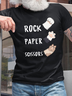 Cotton Rock Paper Scissors Cat Loose Crew Neck Casual T-Shirt