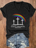 Women's God's Promise Cross Print Text Letters V Neck Casual T-Shirt
