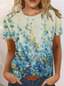 Crew Neck Floral Casual Jersey T-Shirt