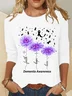 Women's Faith Hope Love Alzheimer's Awareness Print Casual Long Sleeve Shirt