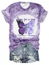 Women's Alzheimer's Purple Floral Print T-Shirt