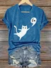 Comma la Childless Cat Lady Casual Crew Neck Loose Text Letters T-Shirt