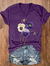 Women's Alzheimer's Awareness Purple Floral Print V-Neck T-Shirt