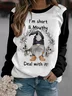 I'm Short & Mouthy Printed Halloween Casual Loose Crew Neck Sweatshirt