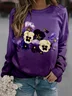 Alzheimer's Crew Neck Loose Purple Floral Casual Sweatshirt