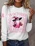 Women's In October We Wear Pink Halloween Ghost Breast Cancer Awareness Warrior Long-Sleeve T-Shirt