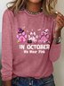 In October We Wear Pink Halloween Fur Dogs Witch Breast Cancer Awareness Casual Long Sleeve Shirt