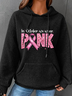 In October We Wear Pink Embroidery Breast Cancer Awareness Simple Loose Hoodie