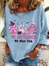 In October We Wear Pink Halloween Fur Dogs Witch Breast Cancer Awareness Casual Sweatshirt