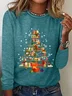 Christmas Tree Made Of Books Casual Long Sleeve Shirt