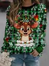 Santa Claus Christmas Elk Christmas Snowman Casual Crew Neck Loose Sweatshirt