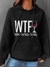 Womens WTF Vintage Turkey Family Print Casual Hoodie