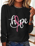 Breast Cancer Hope Ribbon Casual Long Sleeve Shirt