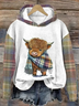 Wearshes Cute Highland Cow Print Casual Sweatshirt Hoodie