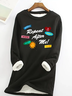 Repeat After Me Casual Fluff Fleece Fabric Sweatshirt